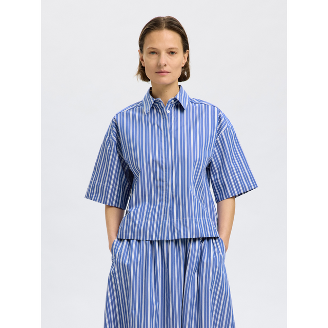 Selected Femme Fia 2/4 Cropped Striped Shirt
