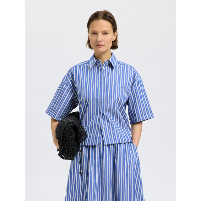 Selected Femme Fia 2/4 Cropped Striped Shirt