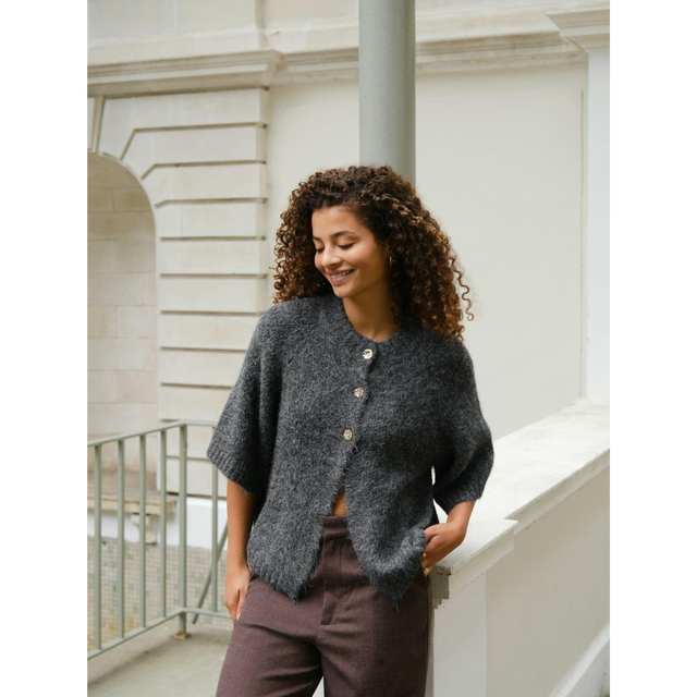 Neo Noir Benuta Fluffy Knit Cardigan