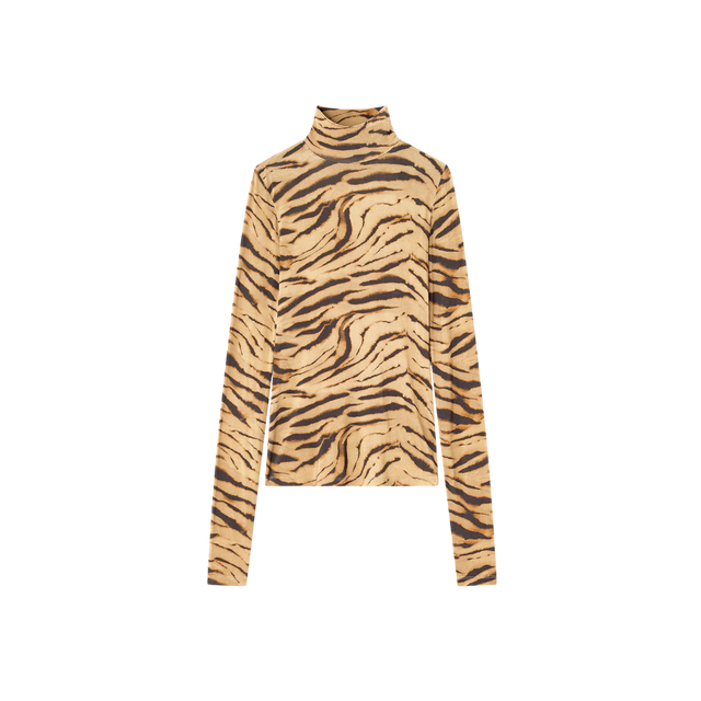 Ganni Printed Shiny Jersey Turtlenec