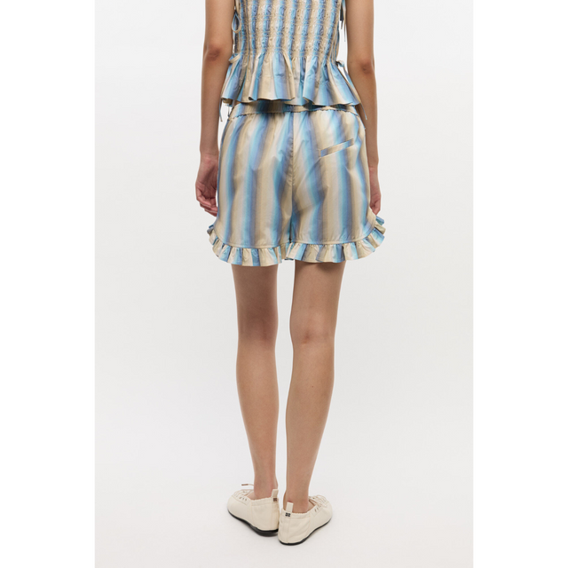 Ganni Ombre Stripe Ruffle Shorts