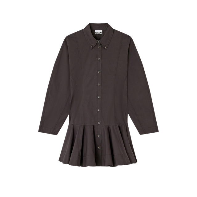 Ganni Stretch Cotton Buttoned Mini Dress