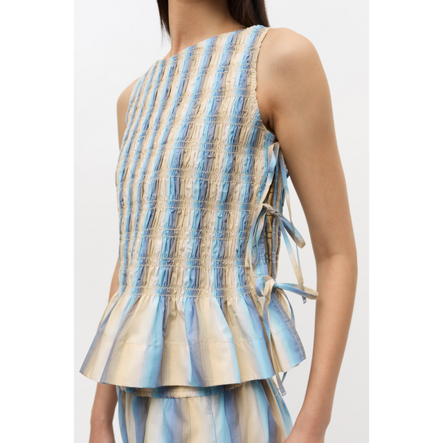 Ganni Ombre Stripe Smock Tie String