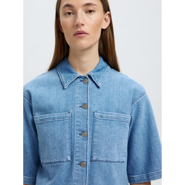 Selected Femme Anya 2/4 Short Denim Shirt