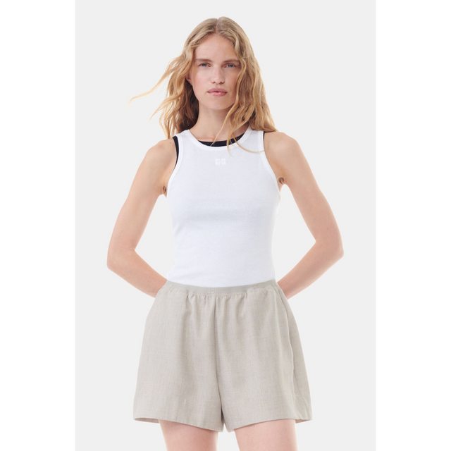 Ganni Soft Cotton Rib Tank Top