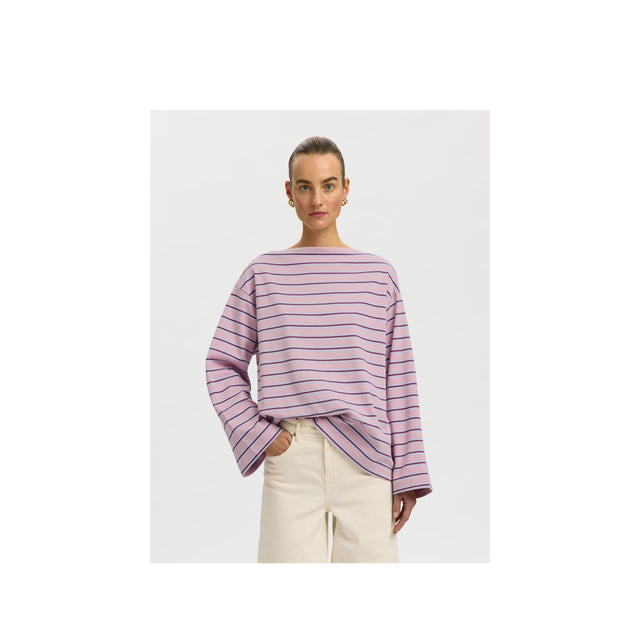 Selected Women Polly LS Boatneck Striped Tee