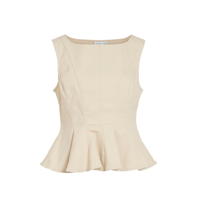 Peplum top i birch fra Vila - front