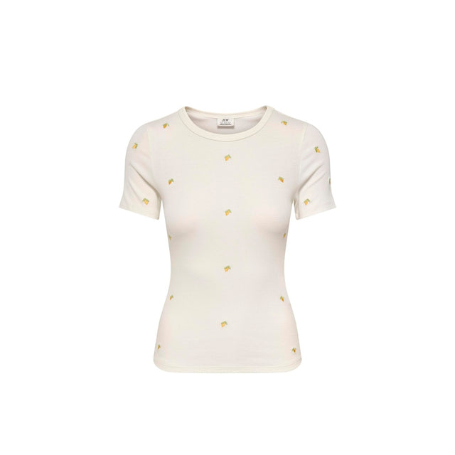 Hvid t-shirt med lemon broderier - front