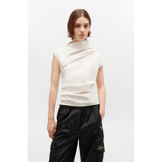 Ganni Stretch Cotton Ruched Top