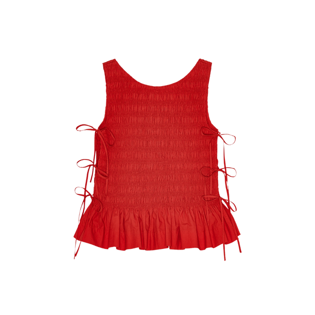 Ganni Poplin Smock Tie String Top