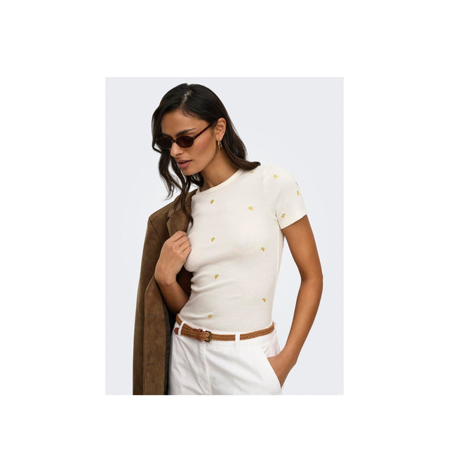 Hvid t-shirt med lemon broderier - model