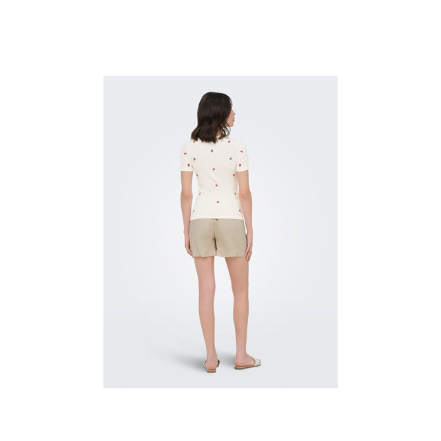 Hvid t-shirt med strawberry broderier - helfigur bag