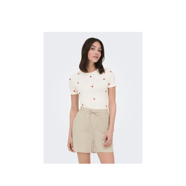 Hvid t-shirt med strawberry broderier - model